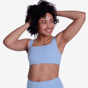 Girlfriend Collective Light Blue Ribbed Sports Bra XS